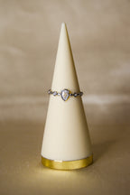 Anel prateado pedra brilhante