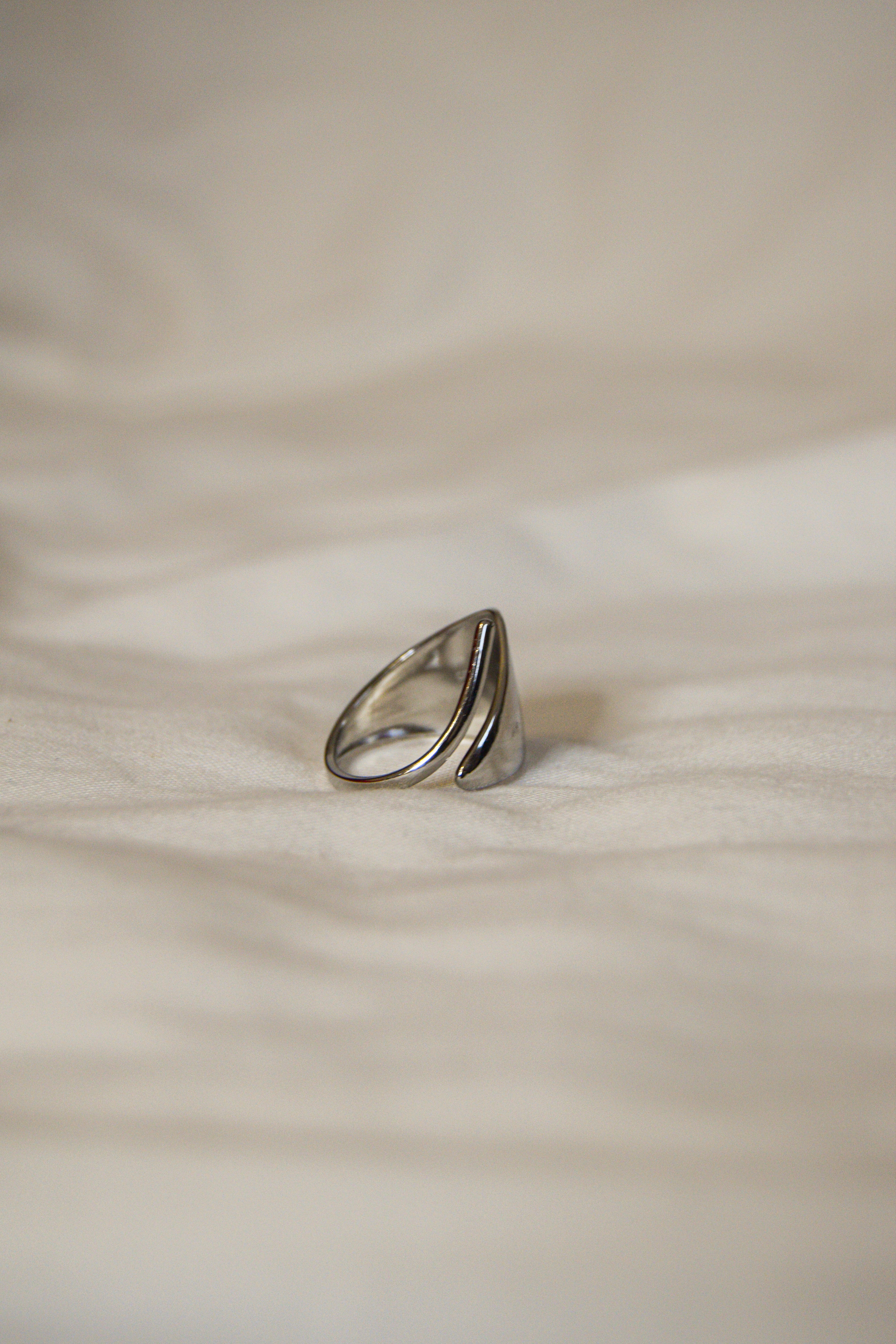 Anel prateado abstrato