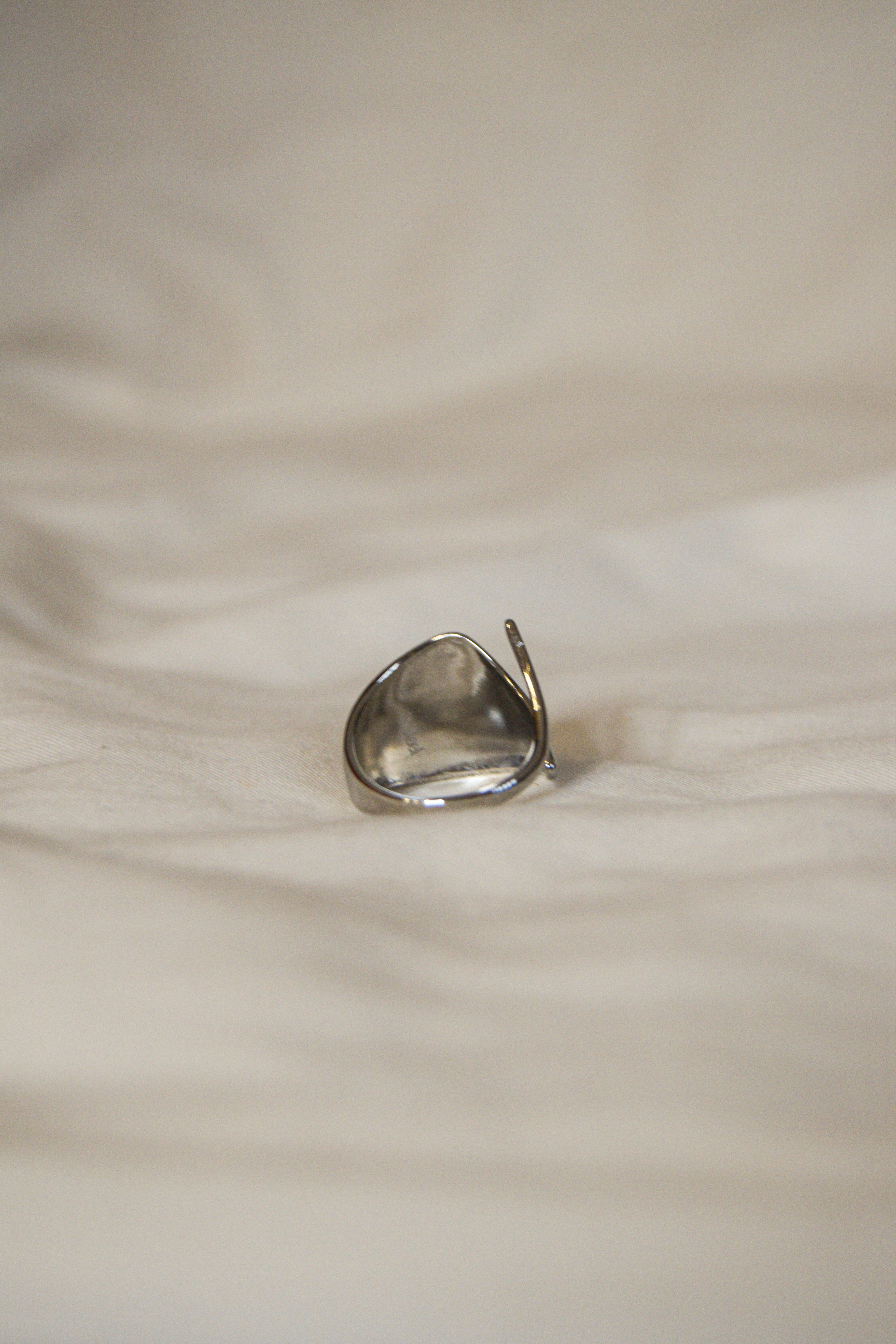 Anel prateado abstrato