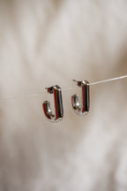 Brincos prateados tipo argola