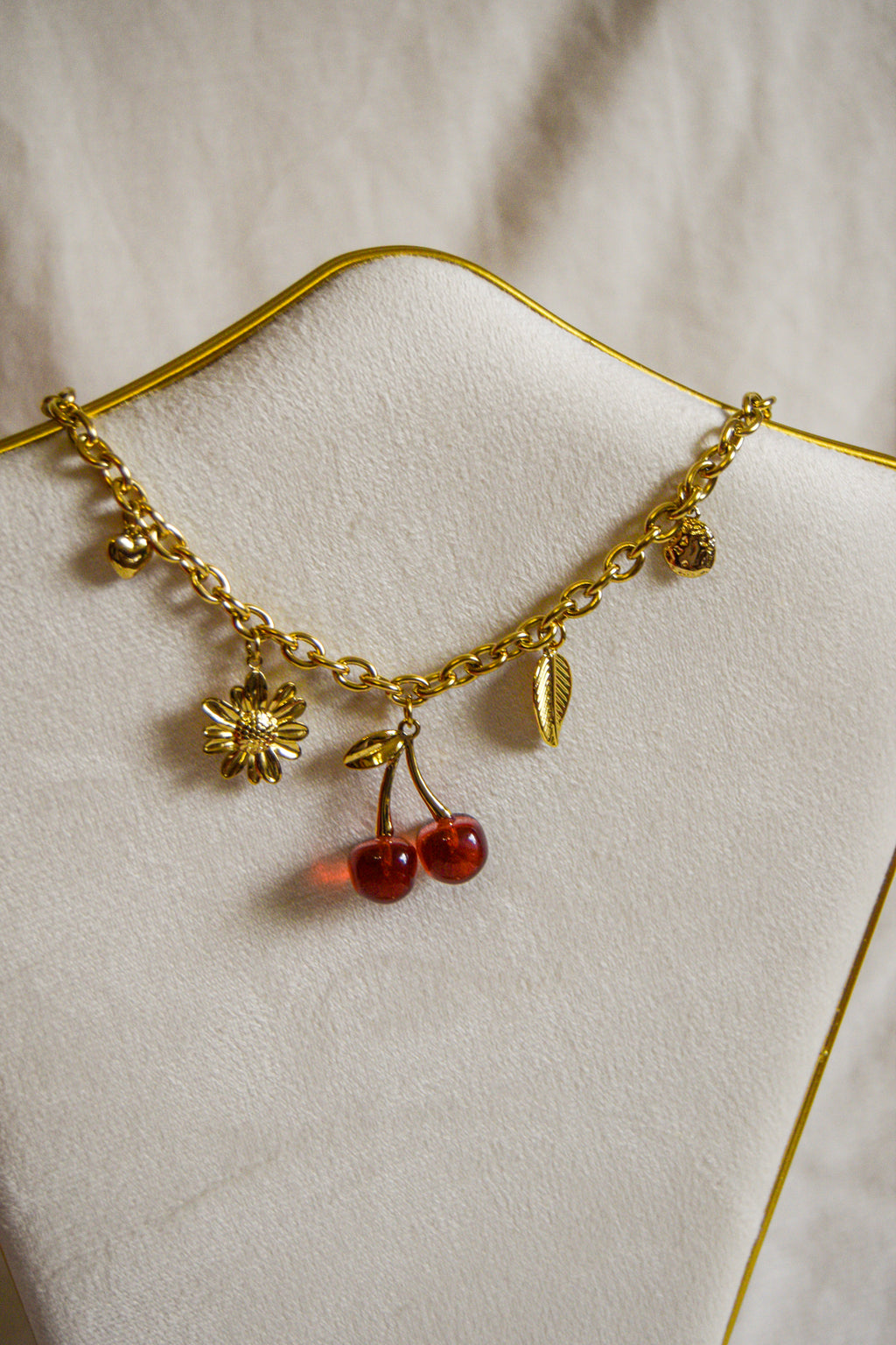 Charm Necklace Cherry Red