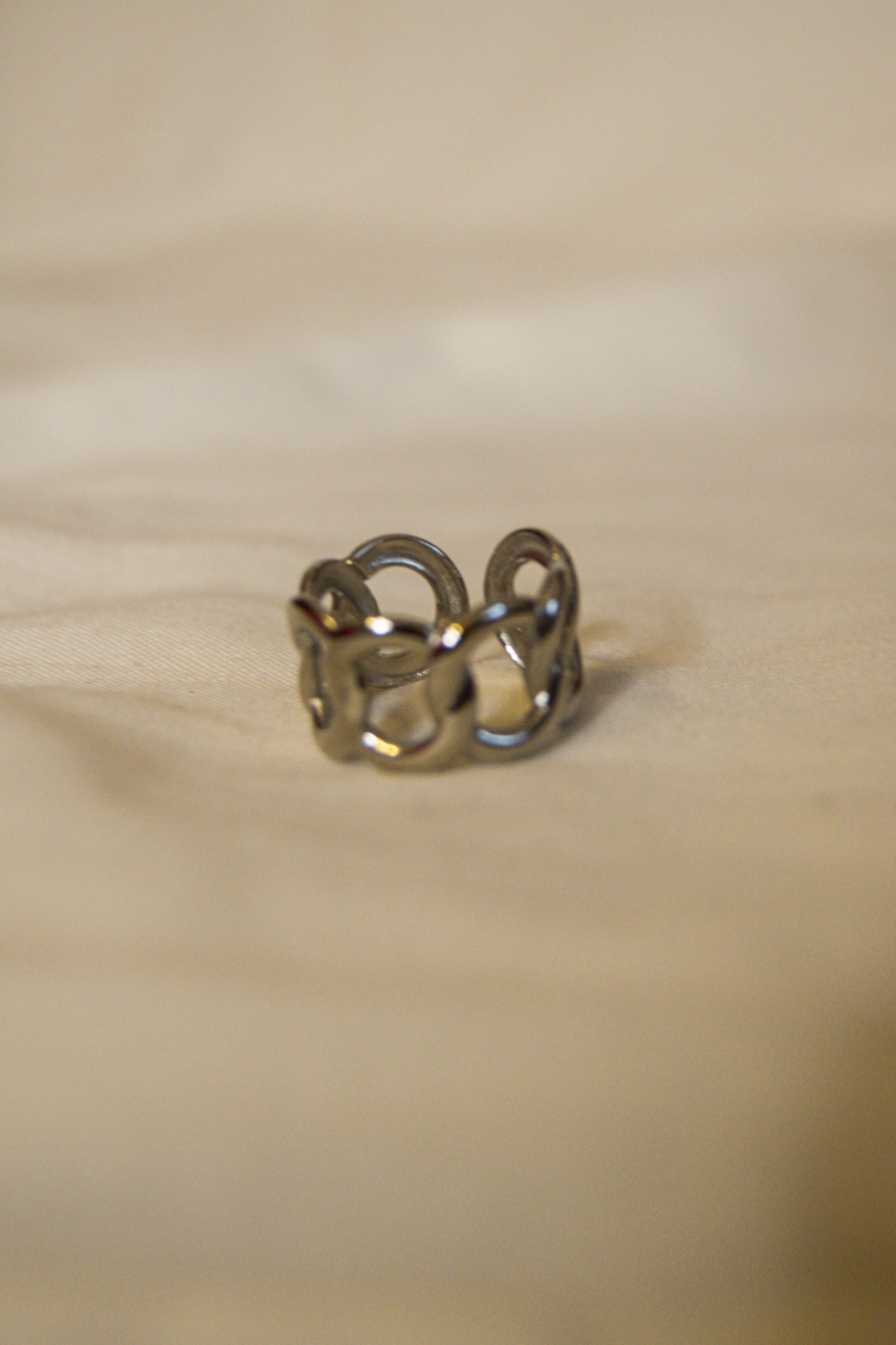 Anel prateado corrente