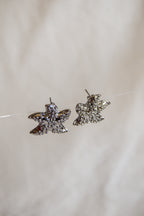 Brincos prateados estrelas brilhantes