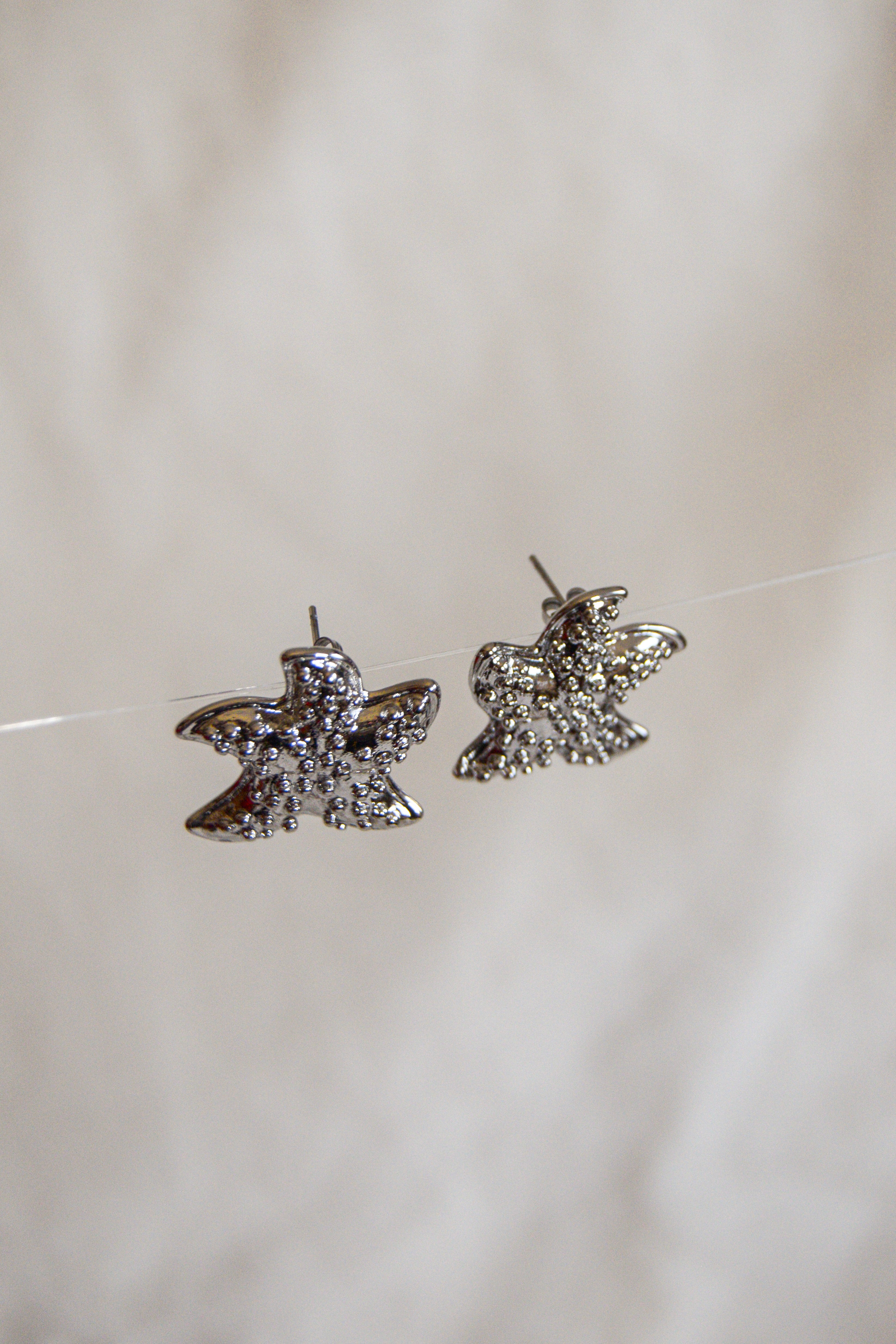 Brincos prateados estrelas brilhantes