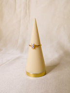 Anel dourado com pedra retangular