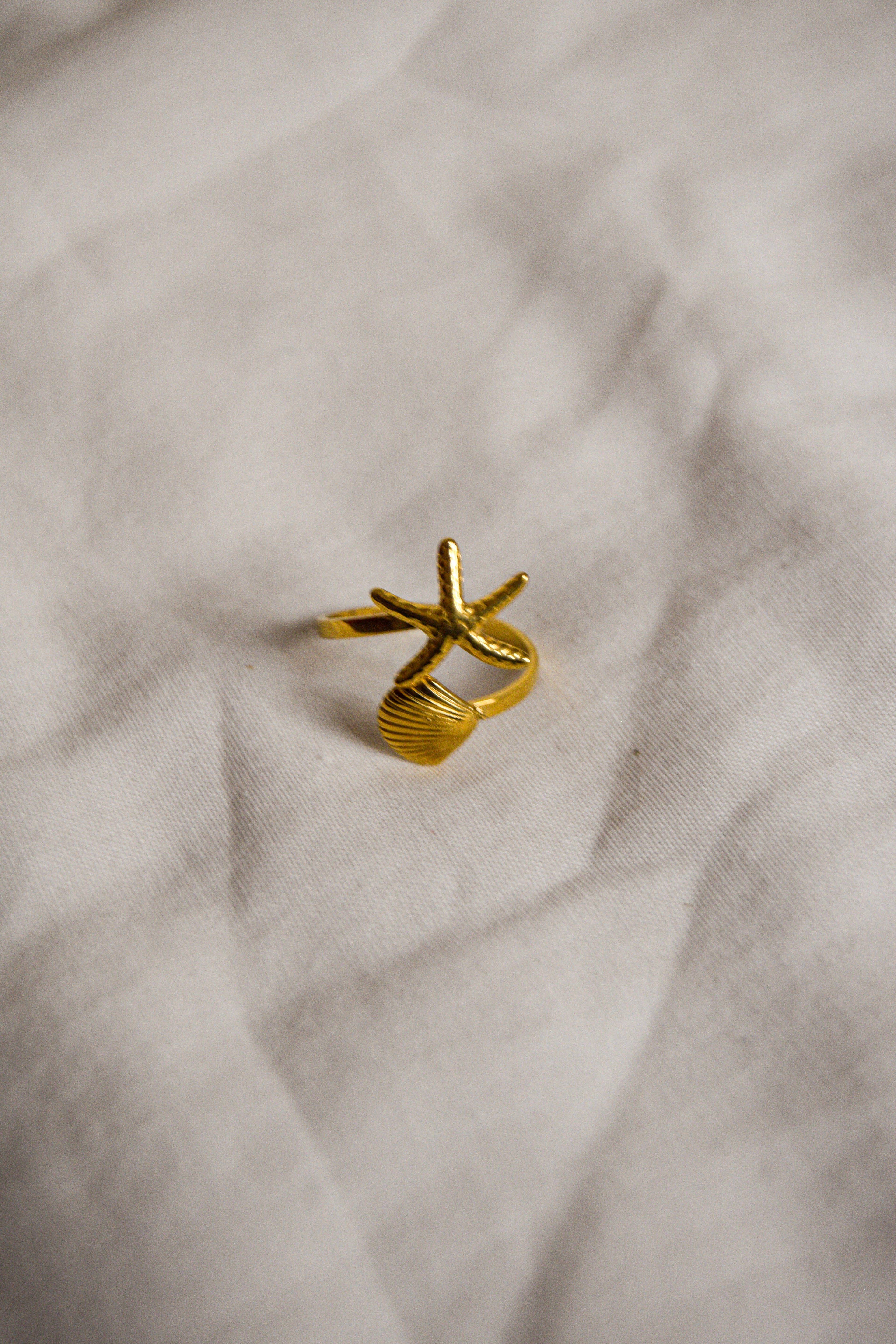 Anel dourado Concha e Estrela