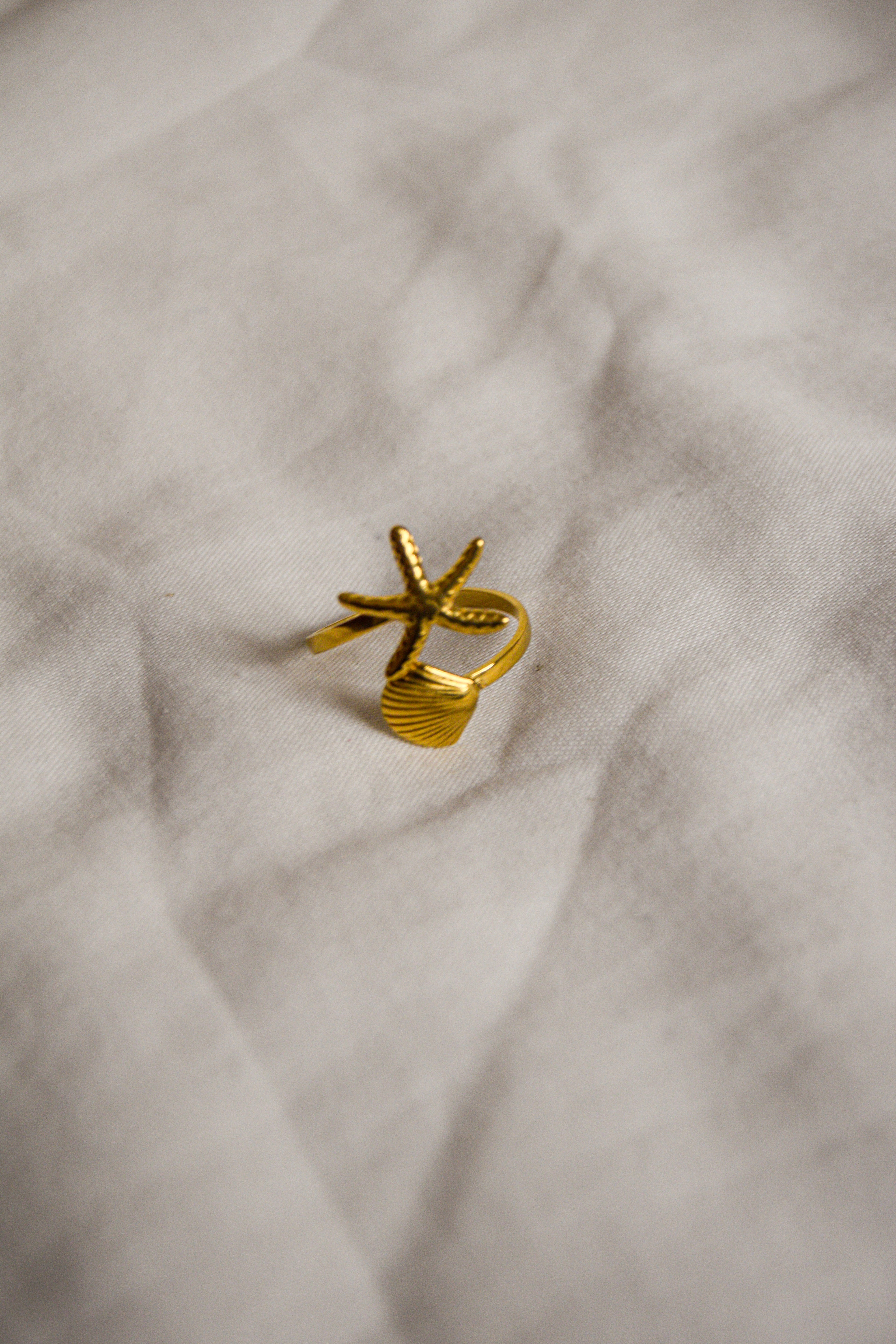 Anel dourado Concha e Estrela