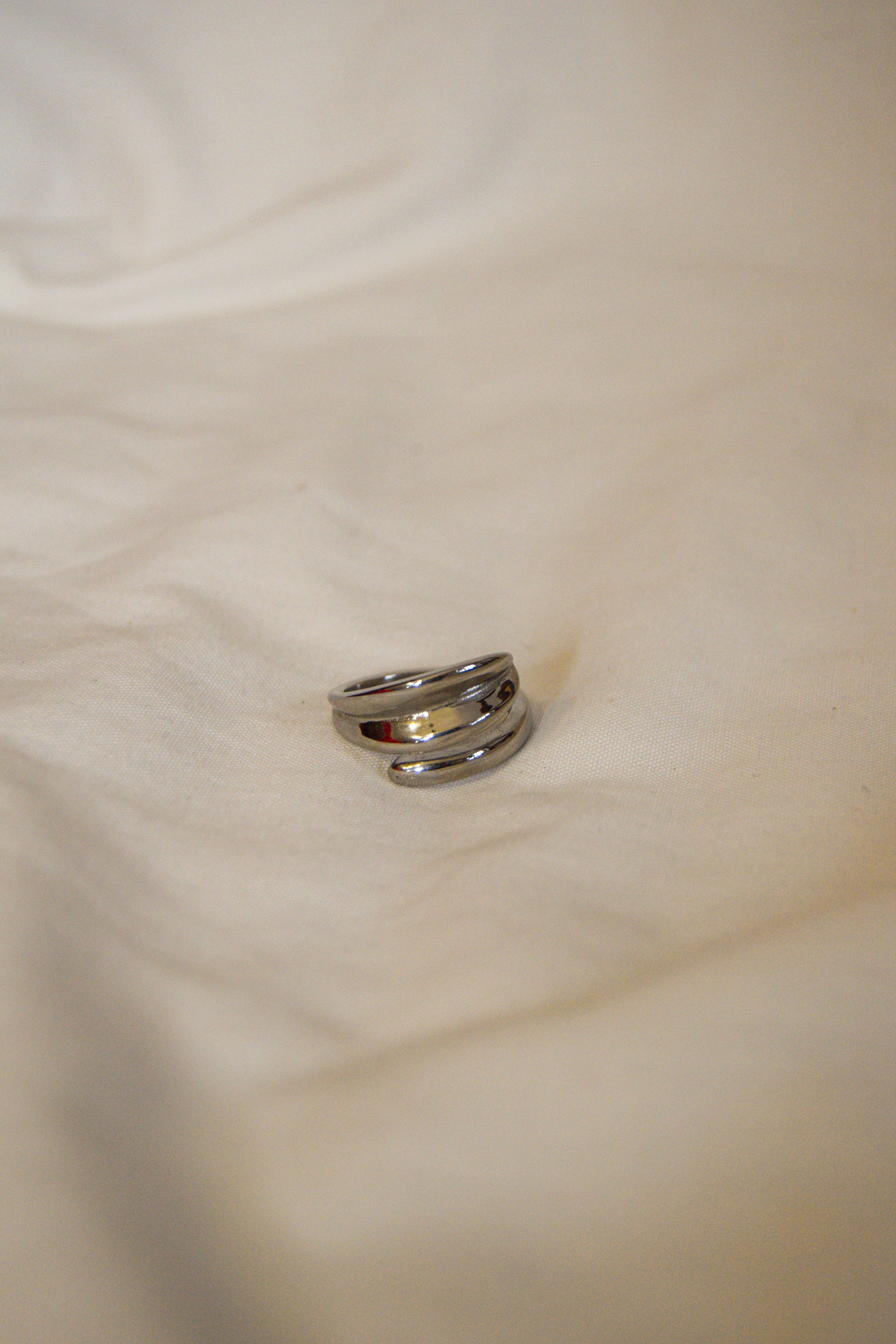 Anel prateado abstrato