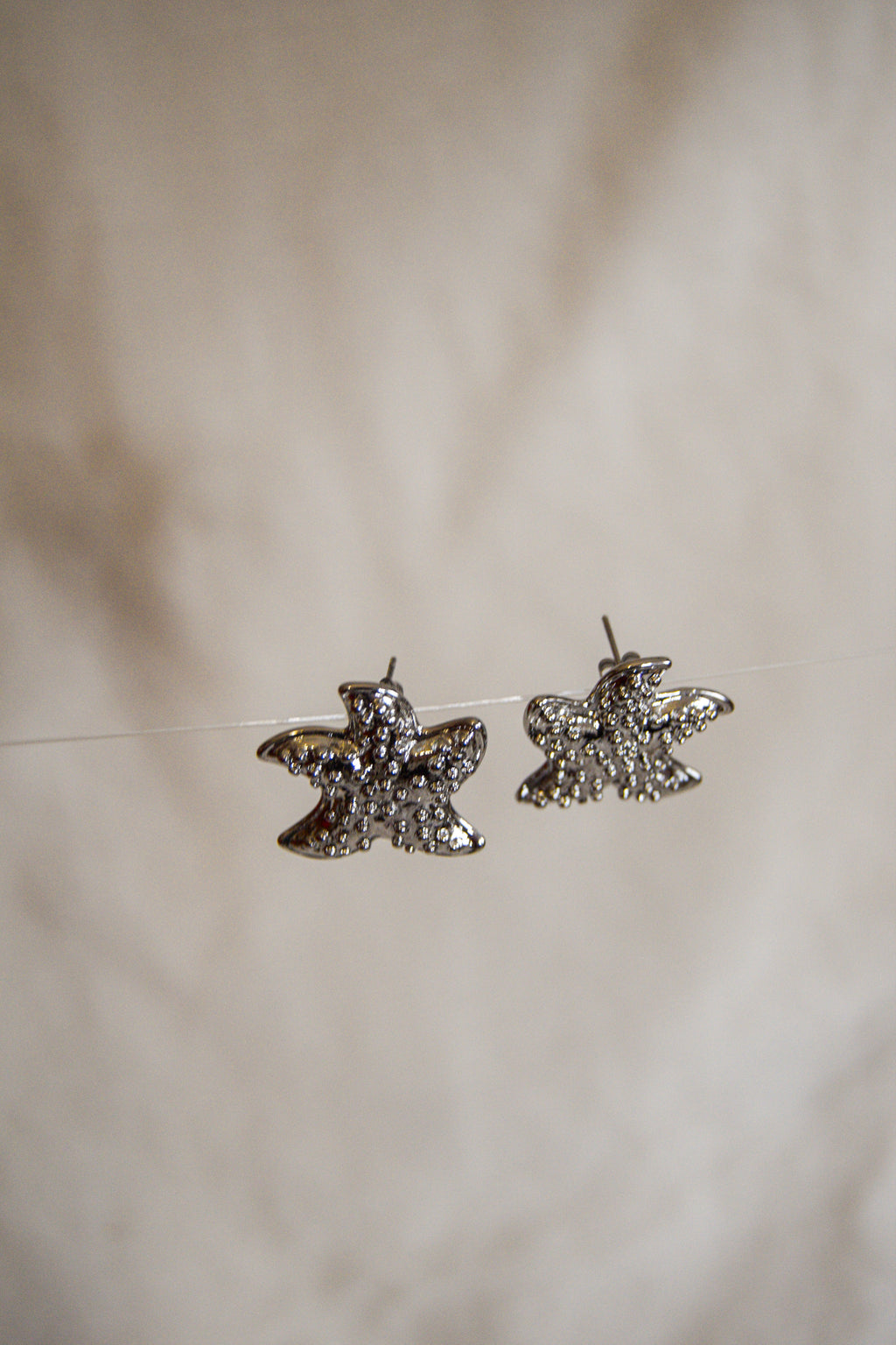 Brincos prateados estrelas brilhantes