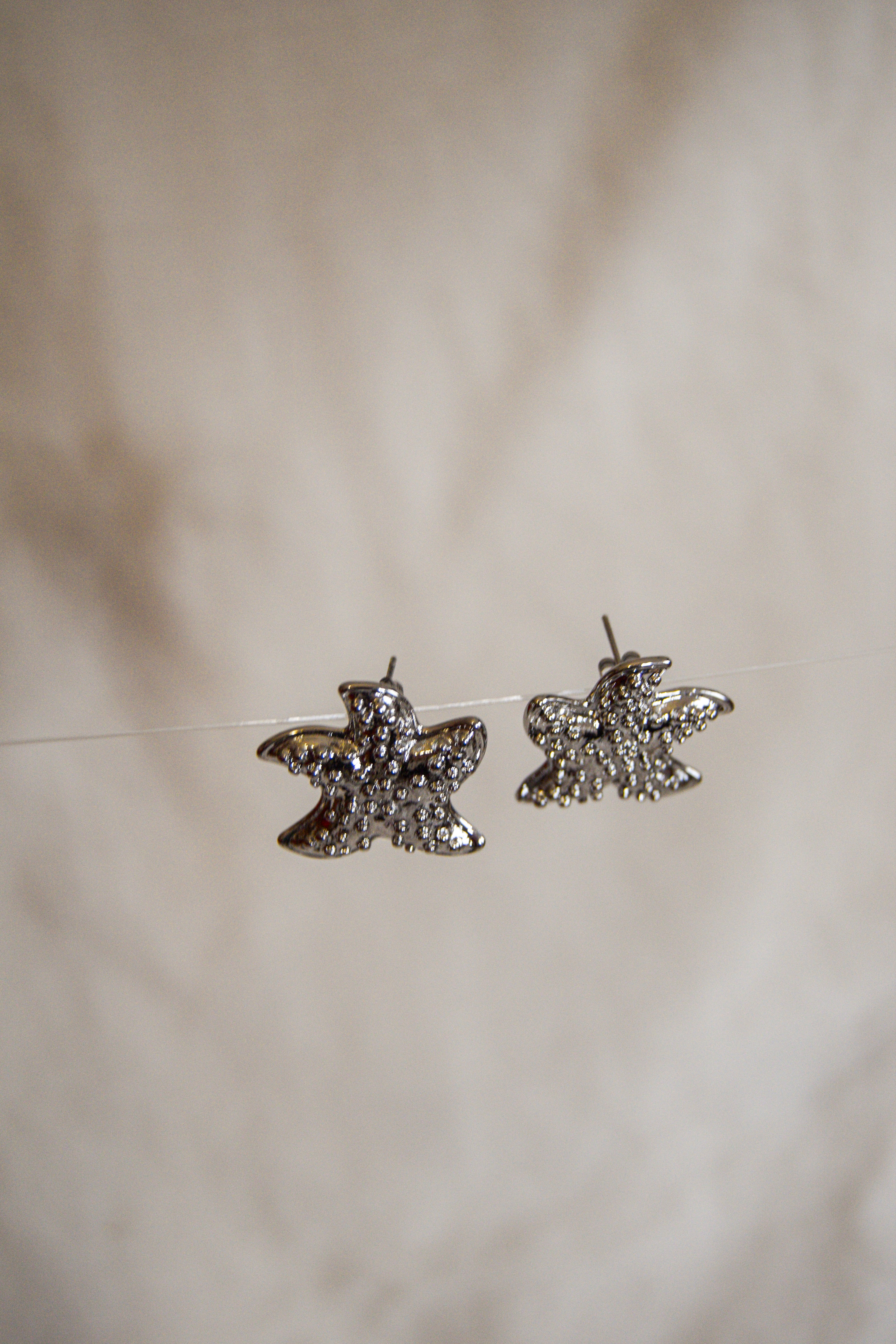 Brincos prateados estrelas brilhantes