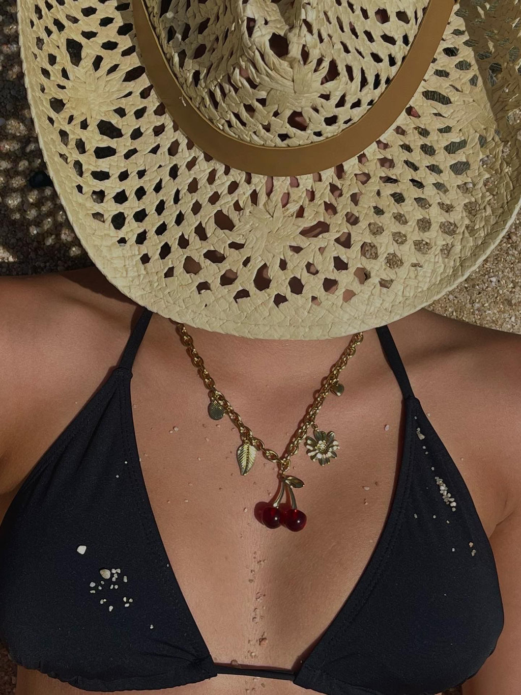 Charm Necklace Cherry Red